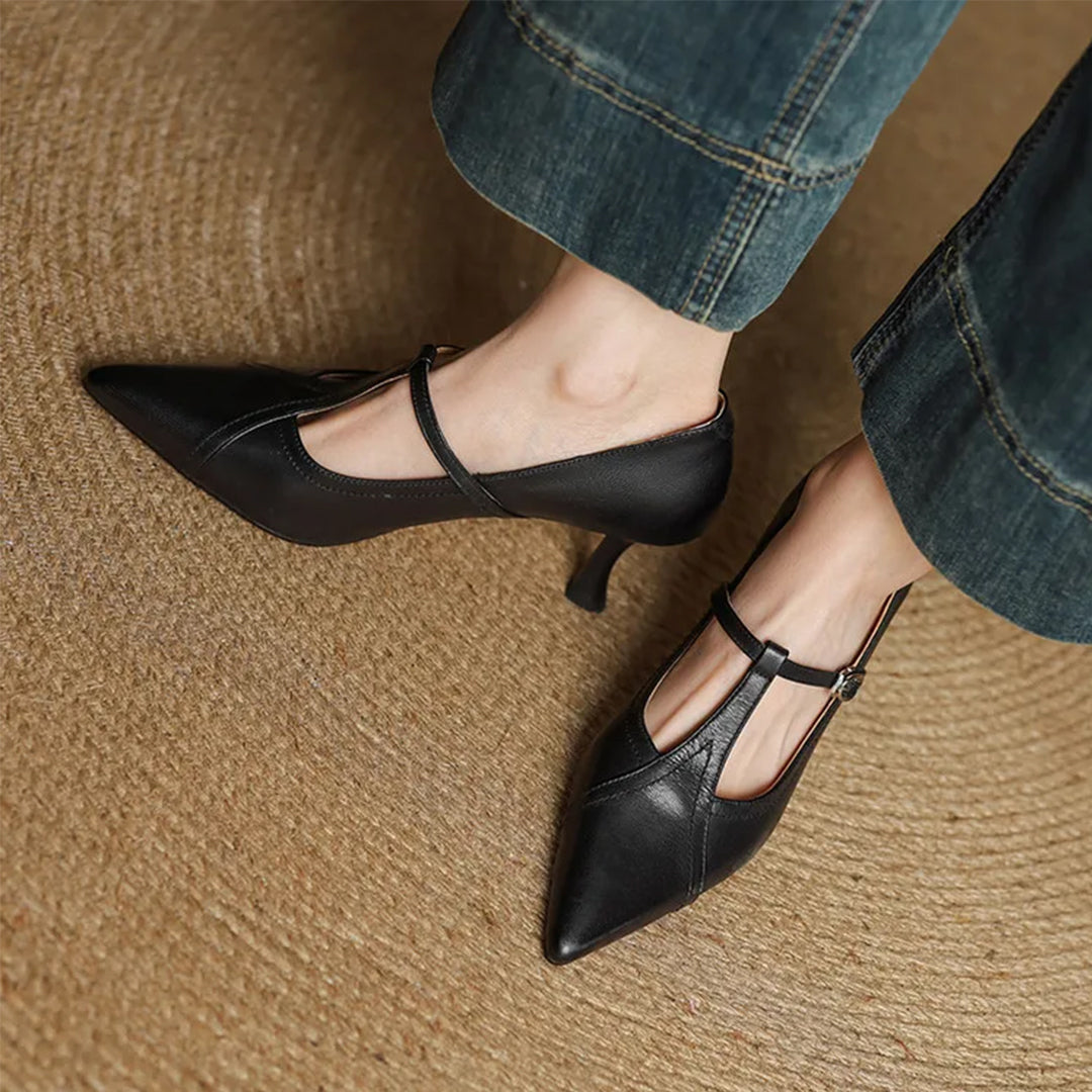 Mirella Stylish Leather Heels