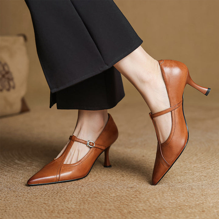 Mirella Stylish Leather Heels