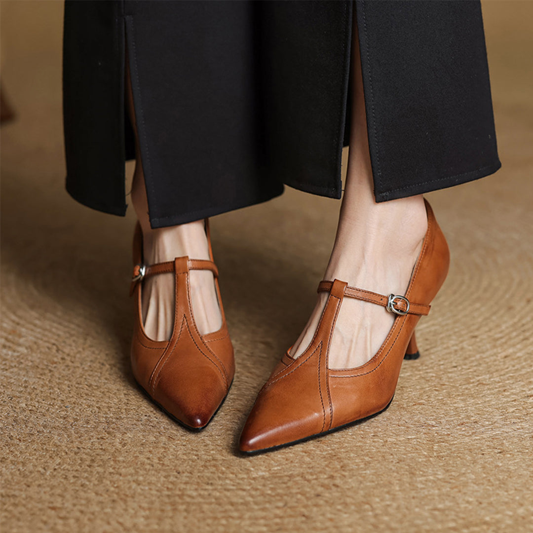 Mirella Stylish Leather Heels