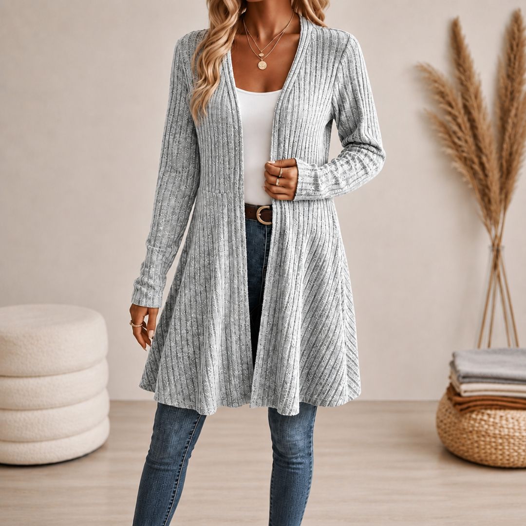 Varenna Ribbed Open-Front Cardigan