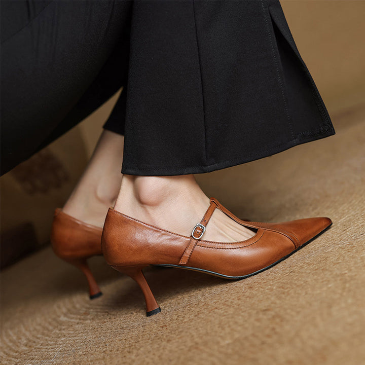 Mirella Stylish Leather Heels