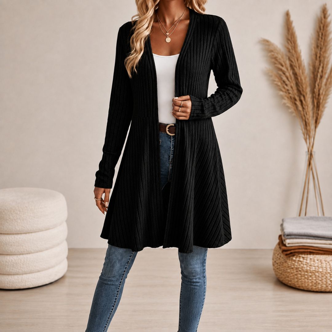 Varenna Ribbed Open-Front Cardigan