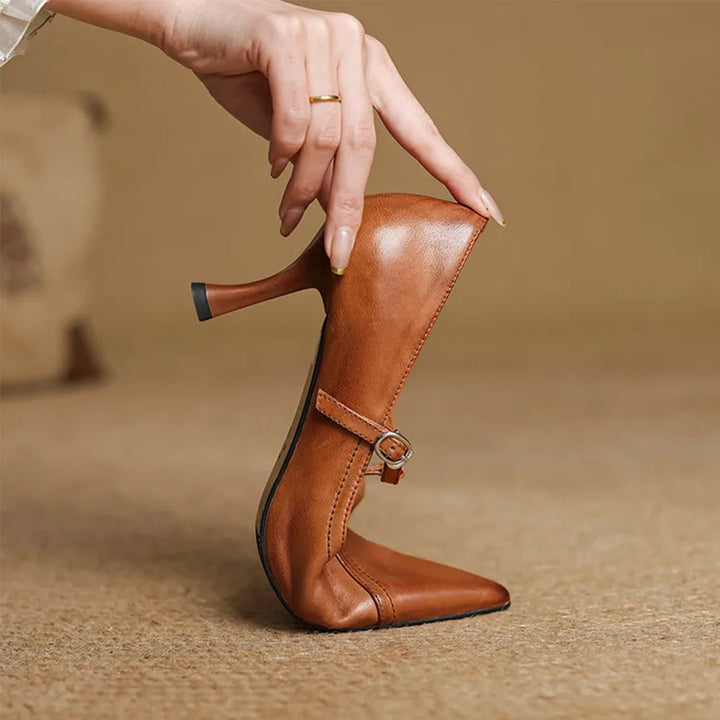 Mirella Stylish Leather Heels