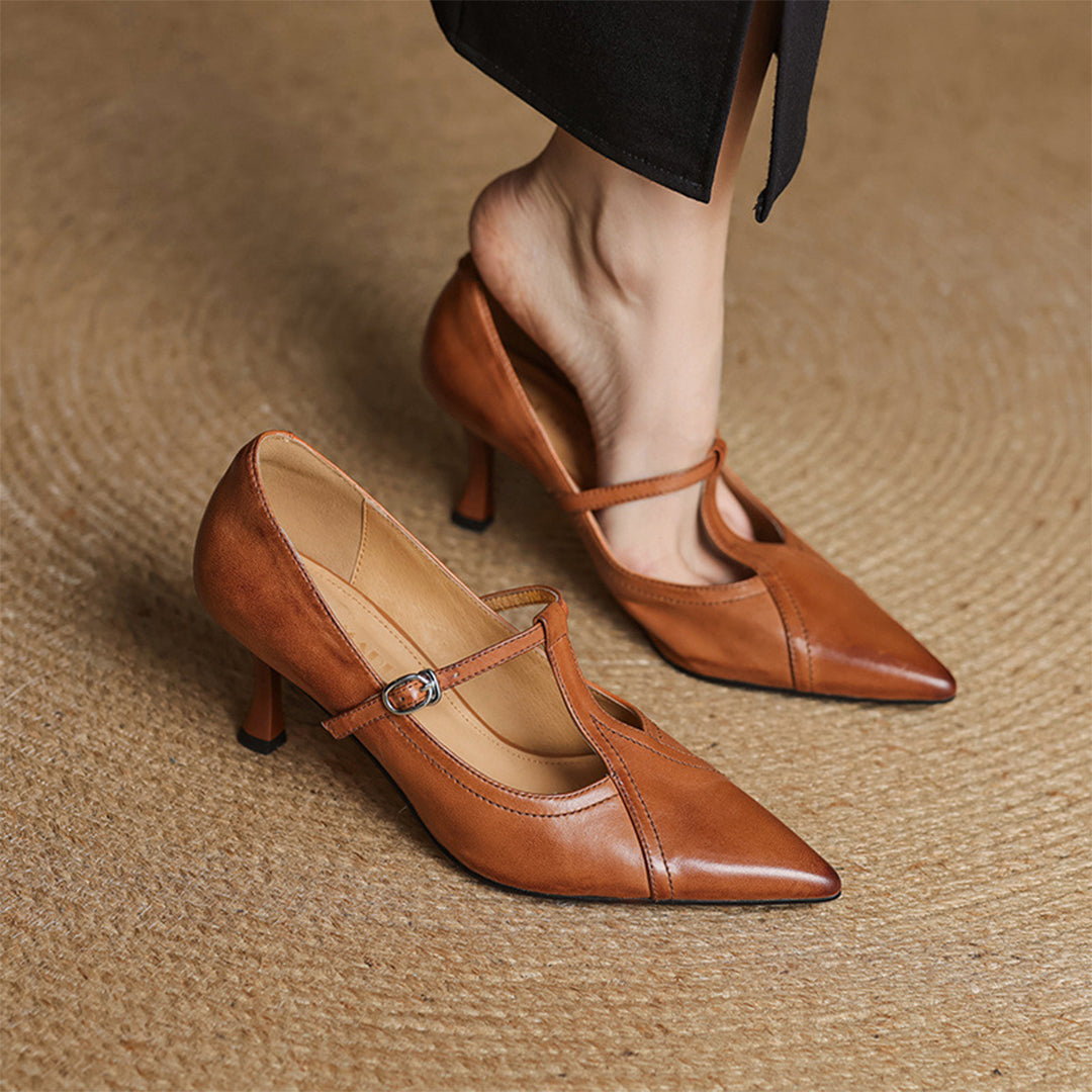 Mirella Stylish Leather Heels