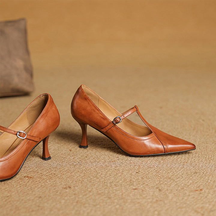 Mirella Stylish Leather Heels