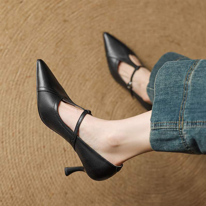 Mirella Stylish Leather Heels