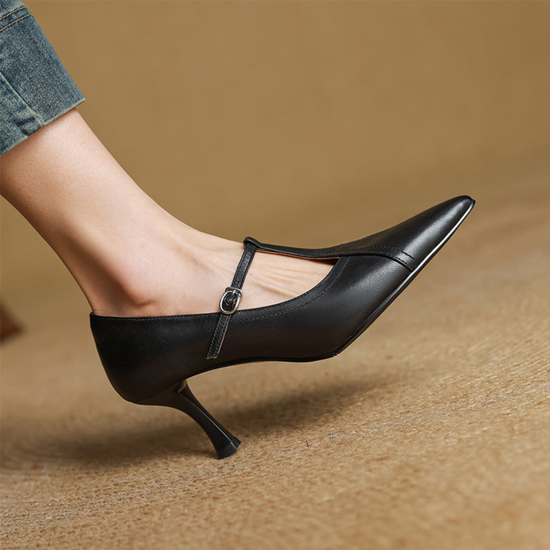 Mirella Stylish Leather Heels