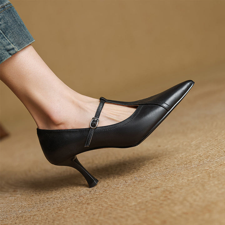 Mirella Stylish Leather Heels
