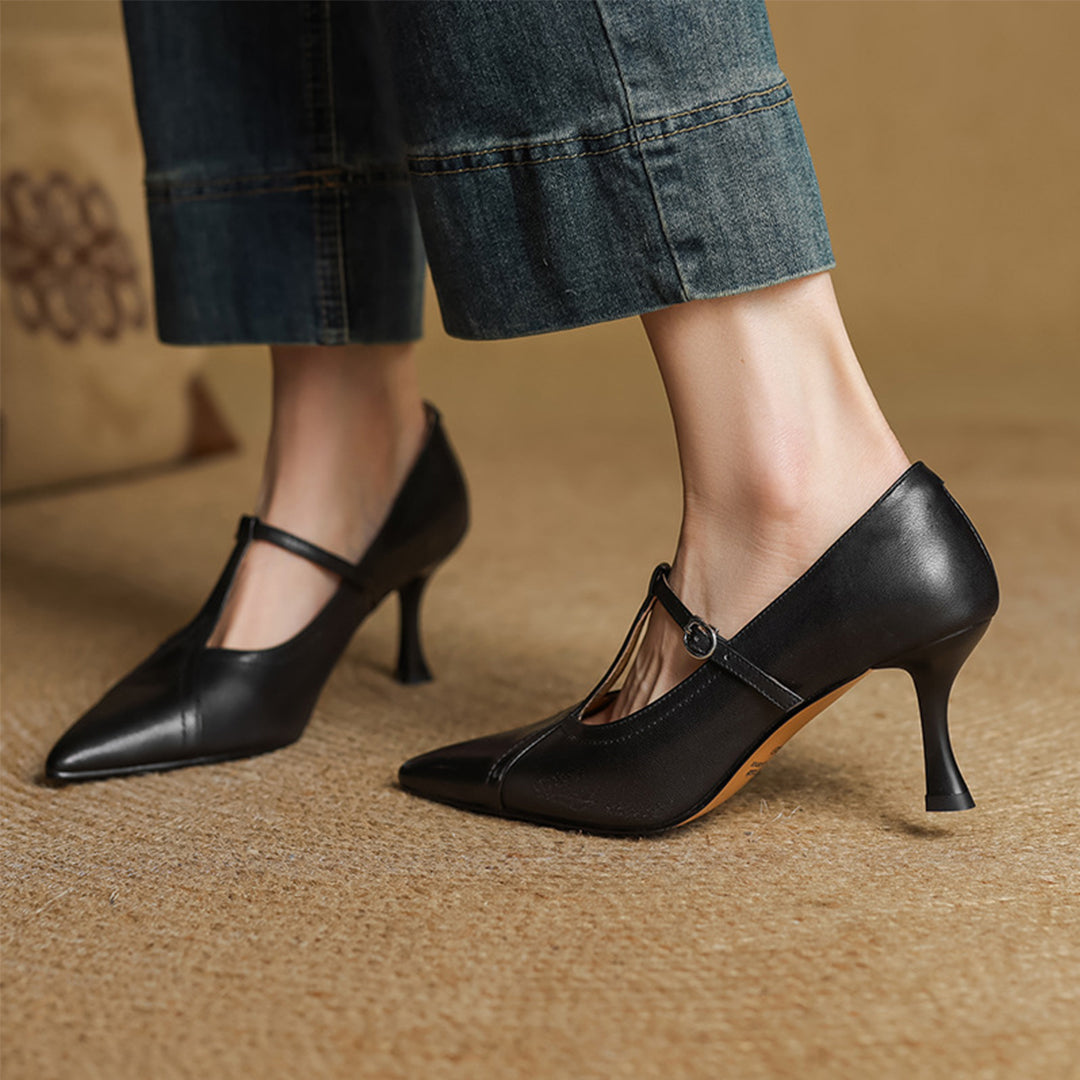 Mirella Stylish Leather Heels