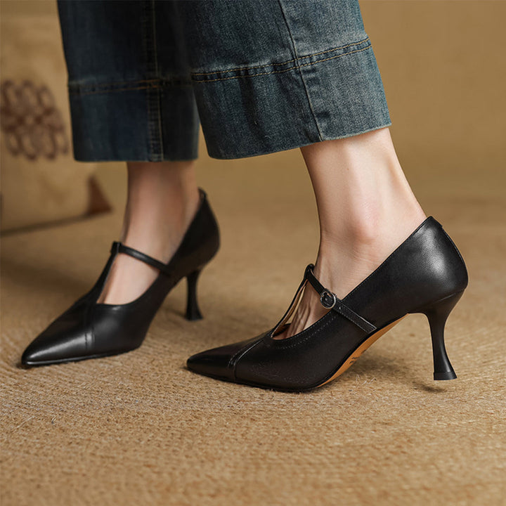 Mirella Stylish Leather Heels