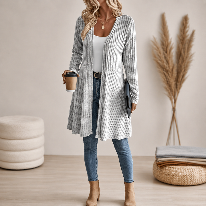 Varenna Ribbed Open-Front Cardigan