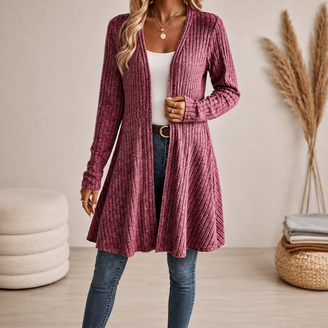 Varenna Ribbed Open-Front Cardigan